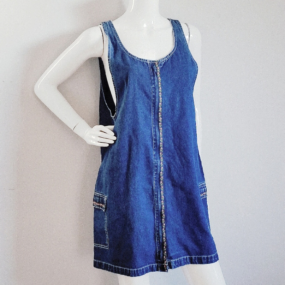 Street Blue Overall Jean Rompet Dress Sz M Blue De